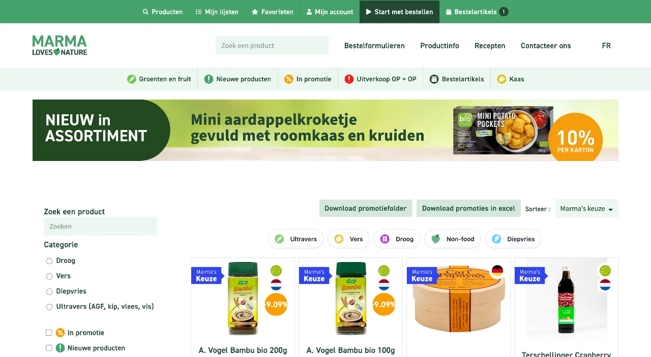 Webshop voor zakelijke klanten — Marma