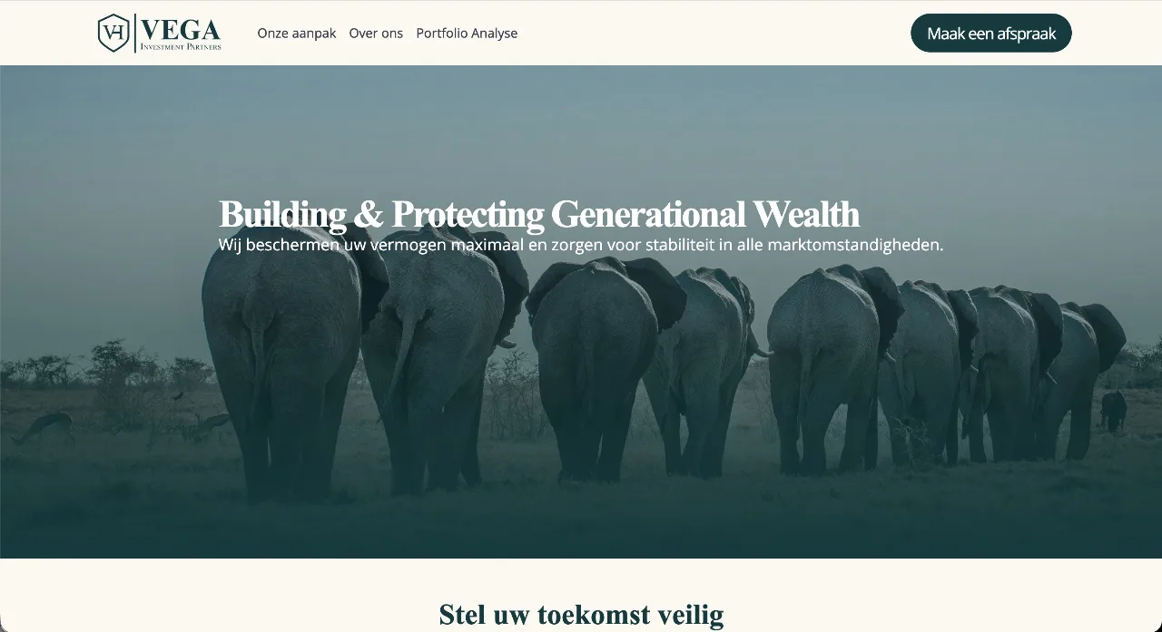 Website voor een dienstverlener — Vega Investment Partners